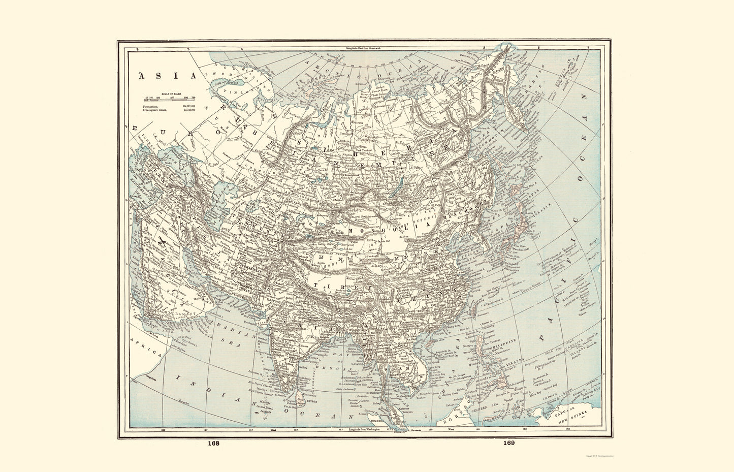 Historic Map - Asia - Rathbun 1893 - 23 x 35.76 - Vintage Wall Art