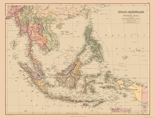 Historic Map - East Indies - Bartholomew 1867 - 30.38 x 23 - Vintage Wall Art