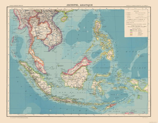 Historic Map - Asiatic Archipelago - Schrader 1908 - 29.62 x 23 - Vintage Wall Art