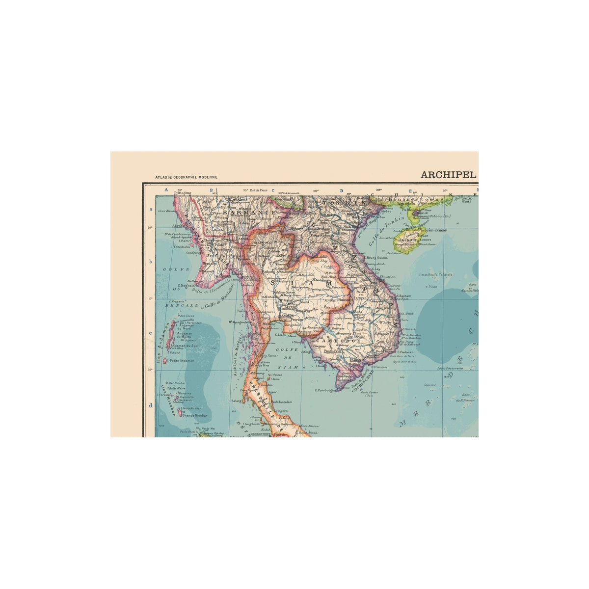 1908 Chinese Map Historic Map - Asiatic Archipelago - Schrader 1908 - Vintage Wall Art ...
