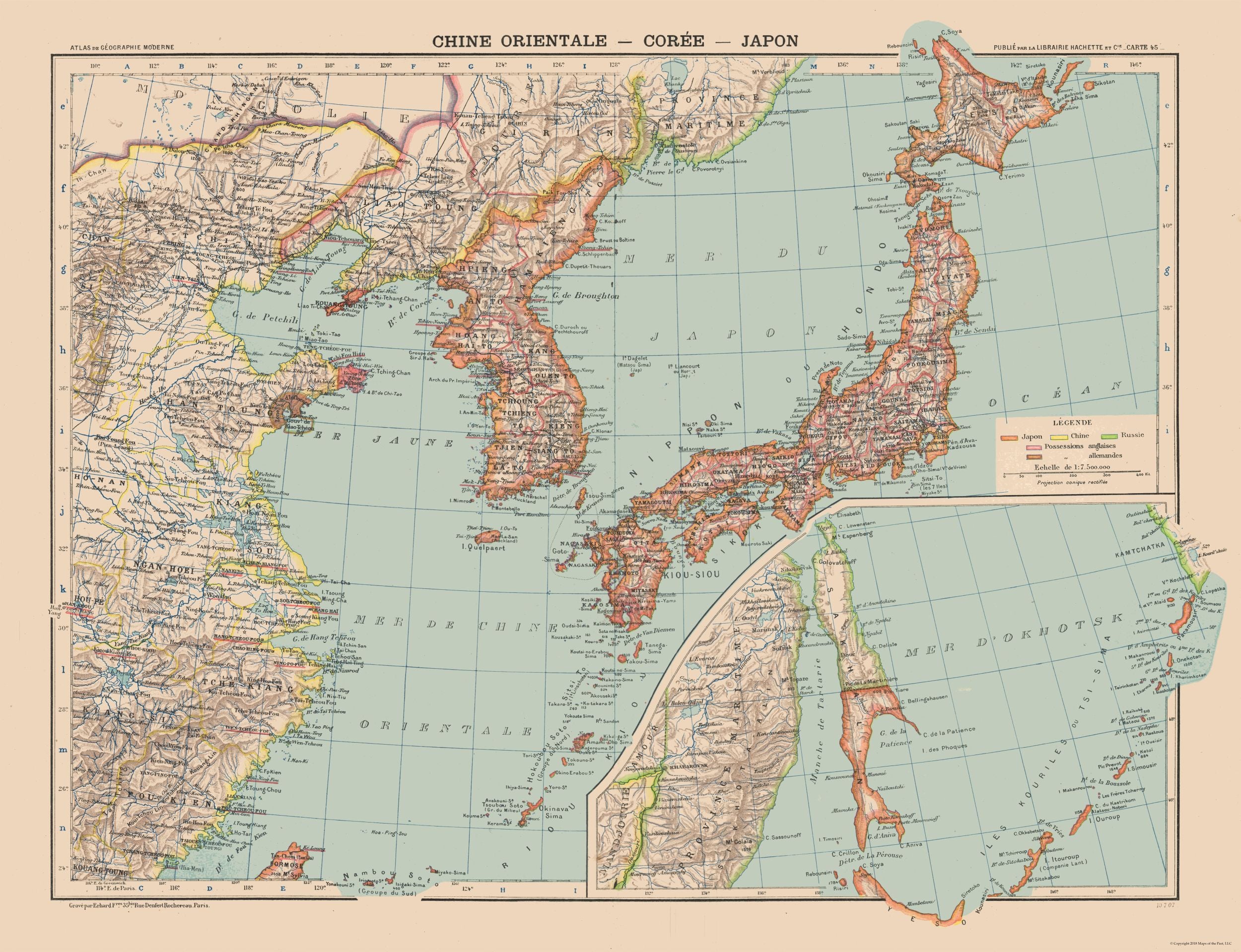 1908 Chinese Map Historic Map - China Korea Japan - Schrader 1908 - 29.96 x 23 - Vintag ...