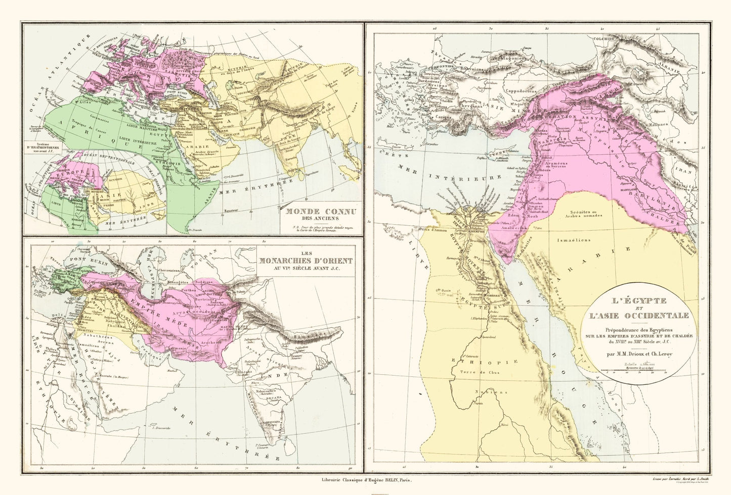 Historic Map - Asian Empires - Drioux 1882 - 33.92 x 23 - Vintage Wall Art