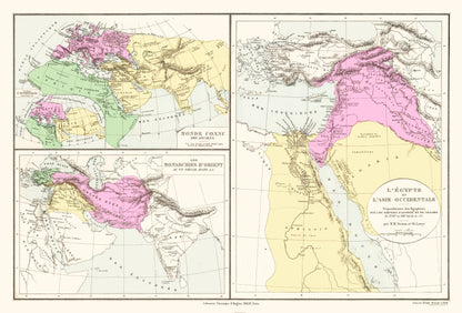 Historic Map - Asian Empires - Drioux 1882 - 33.92 x 23 - Vintage Wall Art