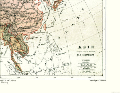 Historic Map - Asia Political - Cortambert 1880 - 29.91 x 23 - Vintage Wall Art