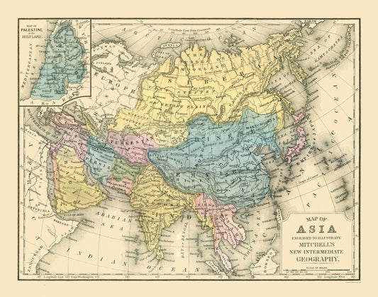 Historic Map - Asia - Mitchell 1869 - 29.25 x 23 - Vintage Wall Art