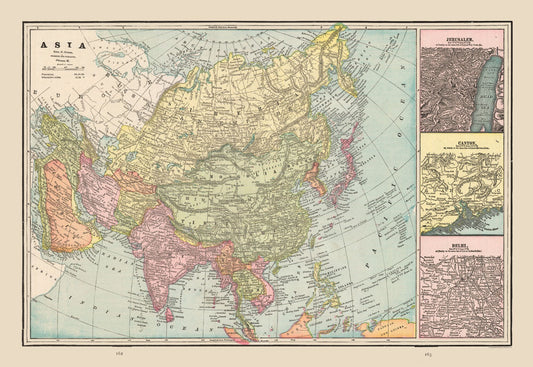 Historic Map - Asia - Cram 1892 - 33.44 x 23 - Vintage Wall Art