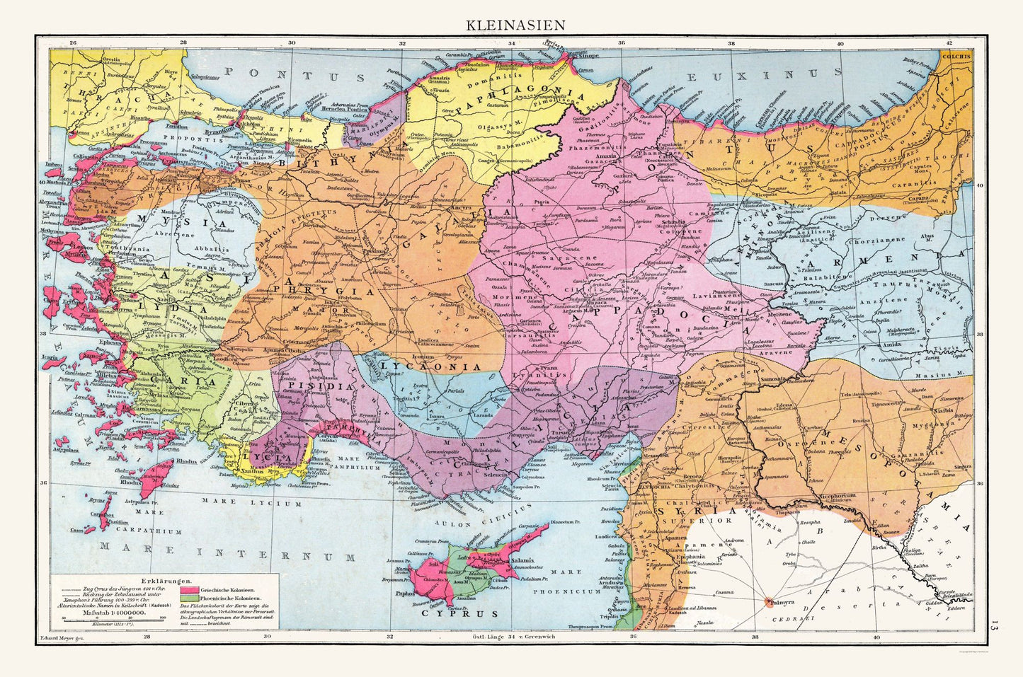 Historic Map - Asia Minor - Droysen 1886 - 34.75 x 23 - Vintage Wall Art
