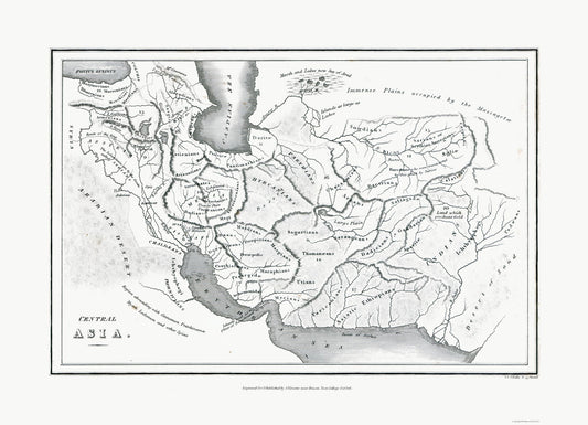 Historic Map - Central Asia - Oxford 1828 - 31.83 x 23 - Vintage Wall Art