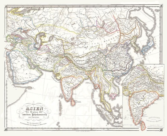 Historic Map - Asia 200 BC - Spruner 1855 - 28.22 x 23 - Vintage Wall Art