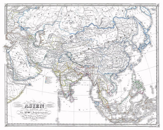 Historic Map - Asia 18th Century End - Spruner 1855 - 28.84 x 23 - Vintage Wall Art