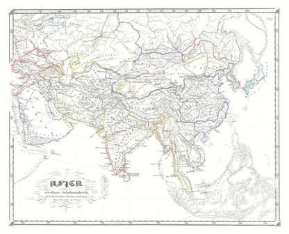 Historic Map - Parthian Empire Han China - Spruner 1855 - 28.48 x 23 - Vintage Wall Art