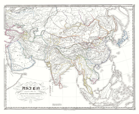 Historic Map - Huns Sassanid Empire - Spruner 1855 - 28.04 x 23 - Vintage Wall Art