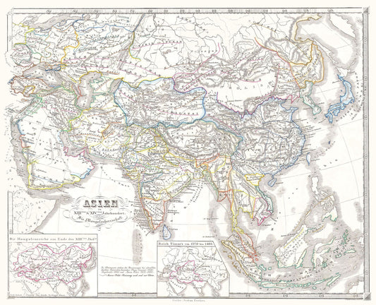 Historic Map - Mongol Empire - Spruner 1855 - 28.36 x 23 - Vintage Wall Art