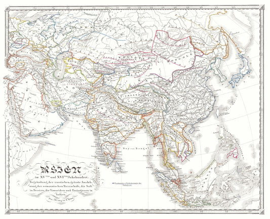 Historic Map - Asia 15 to 16 Centuries - Spruner 1855 - 28.38 x 23 - Vintage Wall Art