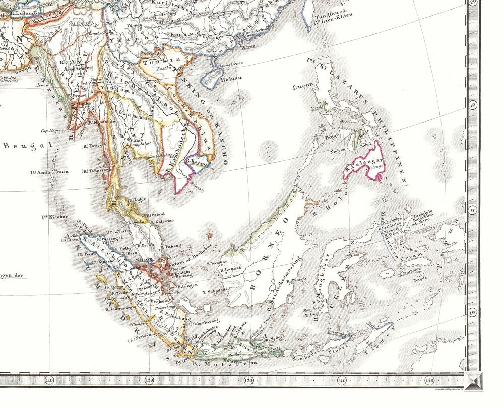 Historic Map - Asia 15 to 16 Centuries - Spruner 1855 - 28.38 x 23 - Vintage Wall Art