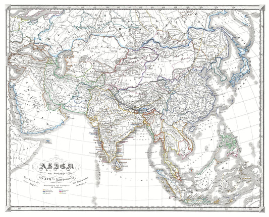 Historic Map - Asia 17th Century End - Spruner 1855 - 28.44 x 23 - Vintage Wall Art