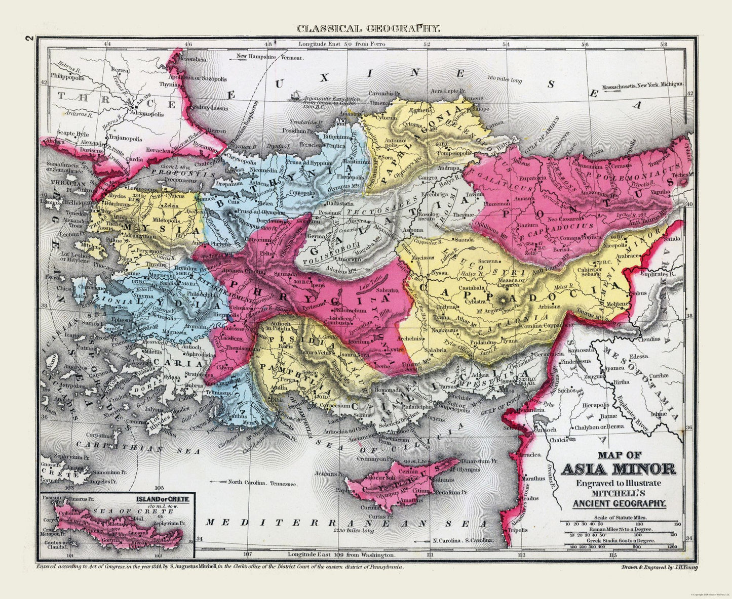 Historic Map - Asia Minor - Mitchell 1844 - 28.06 x 23 - Vintage Wall Art