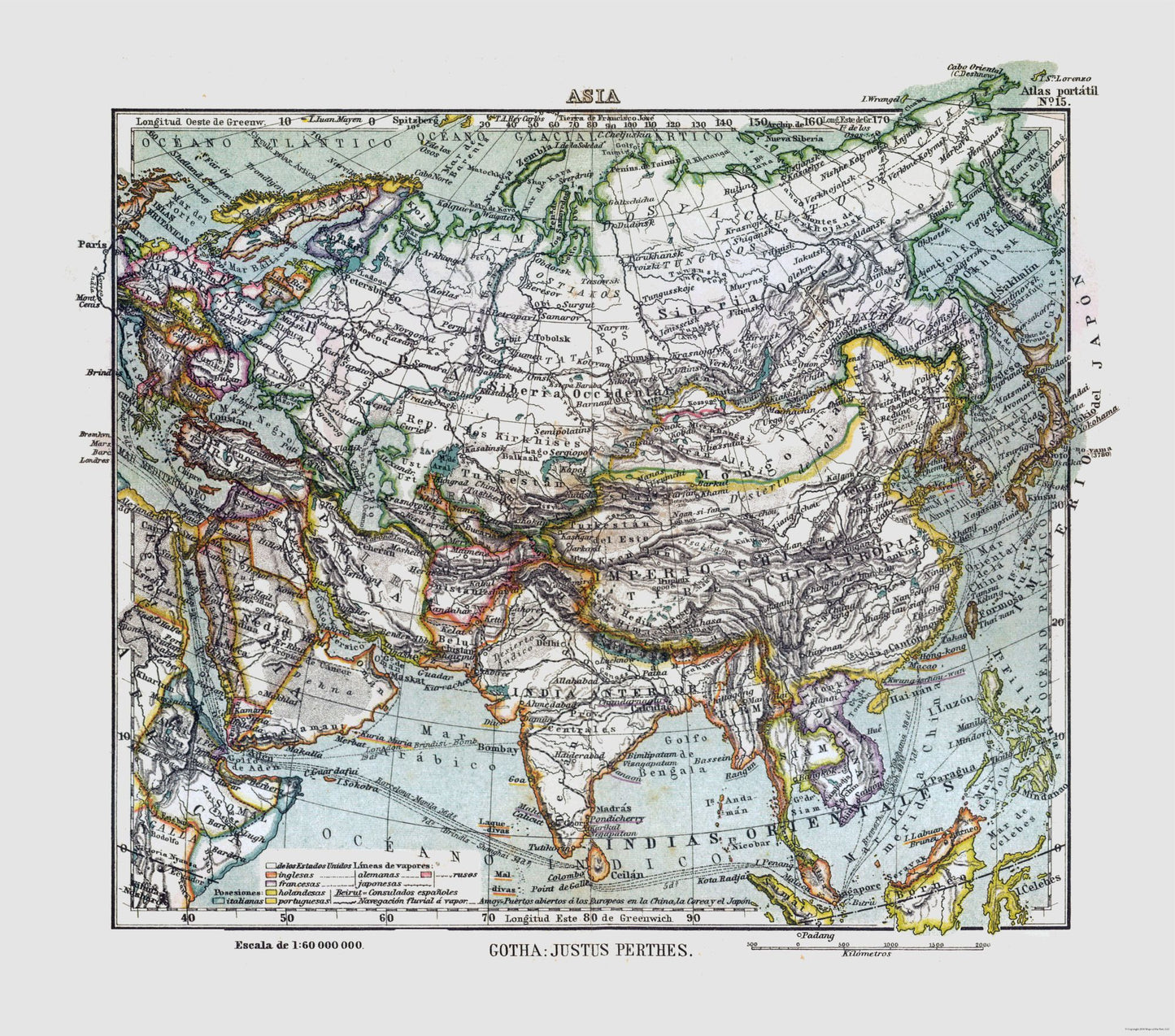 Historic Map - Asia - Perthes 1921 - 26.08 x 23 - Vintage Wall Art