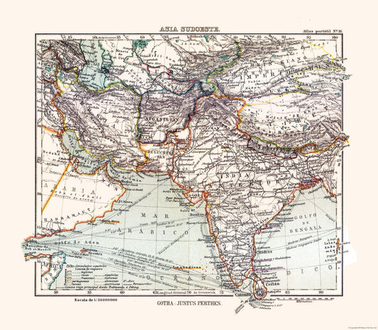 Historic Map - Southwest Asia - Perthes 1921 - 26.33 x 23 - Vintage Wall Art