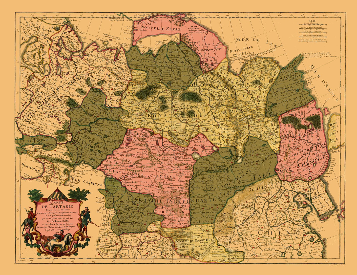 Historic Map - Tartary Siberia - De L'isle 1706 - 29.88 x 23 - Vintage Wall Art