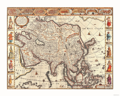 Historic Map - Asia - Ano Dom 1626 - 28.66 x 23 - Vintage Wall Art