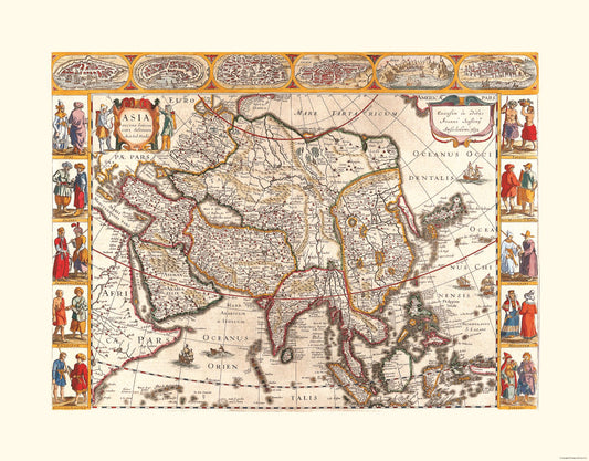 Historic Map - Asia - Janssonius 1632 - 29.40 x 23 - Vintage Wall Art