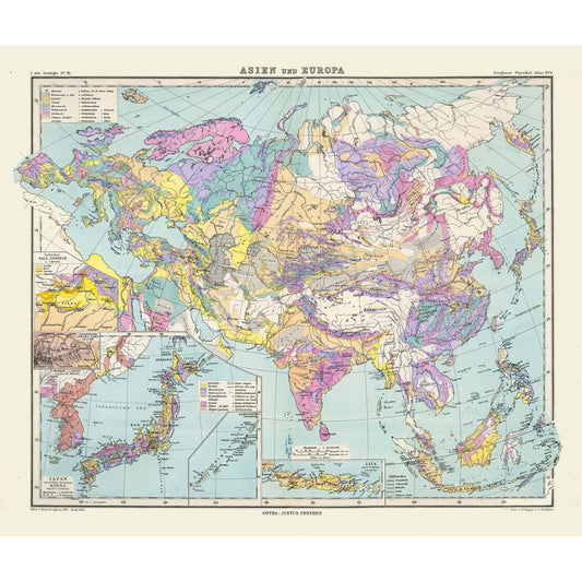 Historic Map - Asia Europe - Perthes 1889 - 27.26 x 23 - Vintage Wall Art