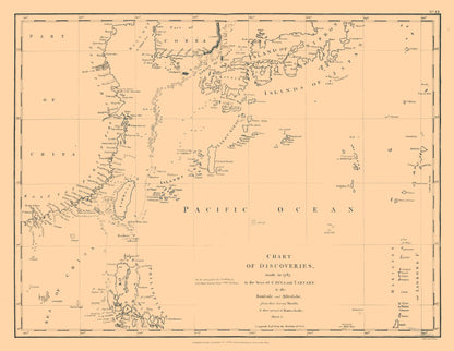 Historic Map - Asia Discoveries Chart - Robinson 1787 - 29.74 x 23 - Vintage Wall Art