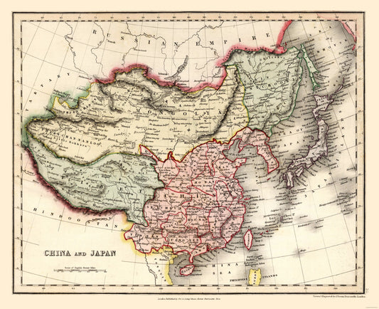 Historic Map - China Japan - Higgins 1832 - 28.27 x 23 - Vintage Wall Art