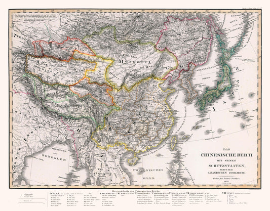 Historic Map - China Japan - Perthes 1833 - 29.43 x 23 - Vintage Wall Art