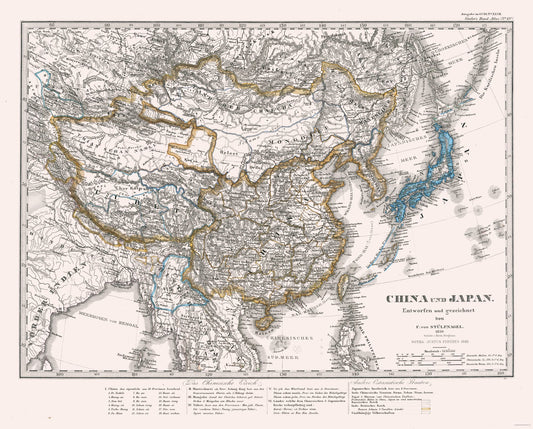 Historic Map - China Japan - Perthes 1866 - 28.57 x 23 - Vintage Wall Art