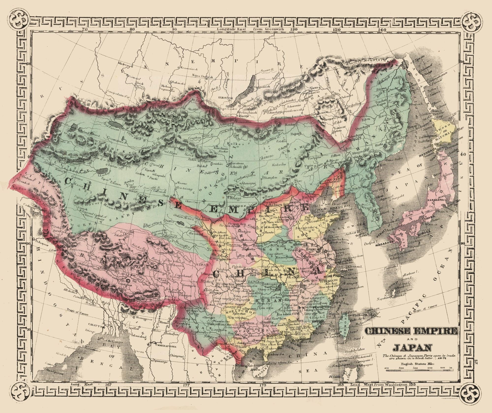 Historic Map - Chinese Empire Japan - Schonberg 1865 - 27.45 x 23 - Vi ...