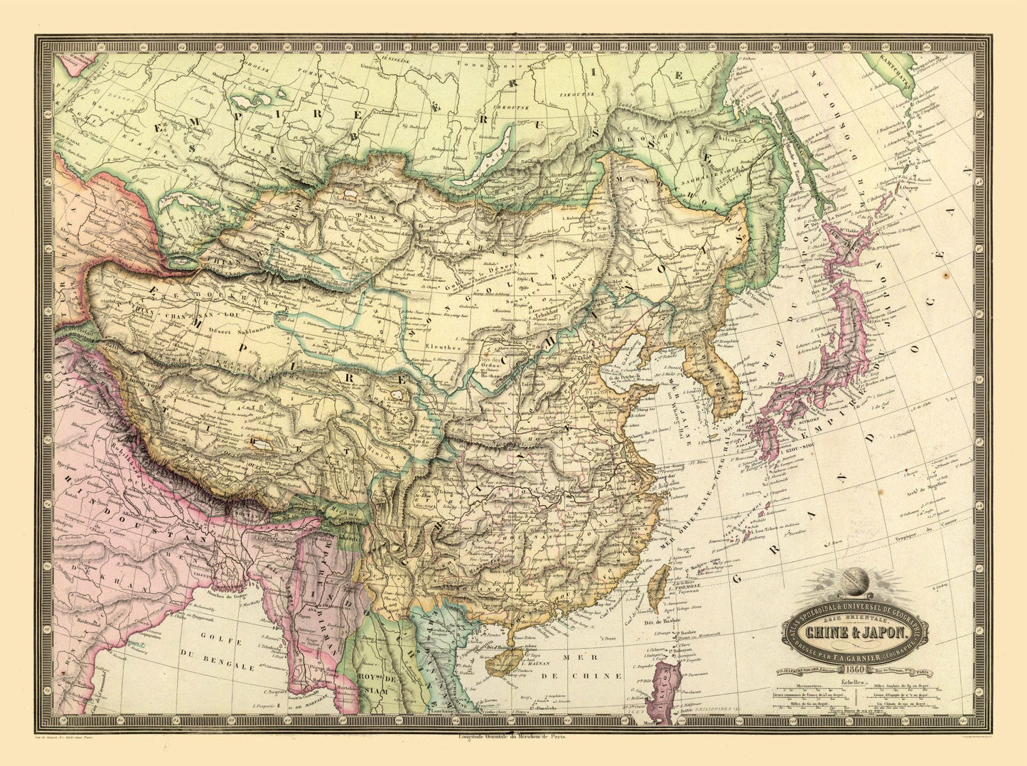 Historic Map - China Japan - Renouard 1860 - 30.88 x 23 - Vintage Wall Art