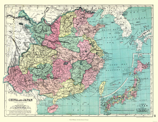 Historic Map - China Japan - Williams 1860 - 29.71 x 23 - Vintage Wall Art