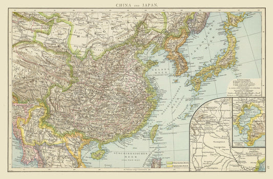 Historic Map - China Japan - Andree 1881 - 34.95 x 23 - Vintage Wall Art