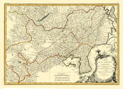 Historic Map - Chinese Tartary - Bonne 1771 - 31.65 x 23 - Vintage Wall Art