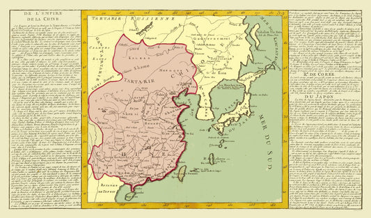 Historic Map - Japan Korea Chinese Empire - Clouet 1787 - 39.19 x 23 - Vintage Wall Art