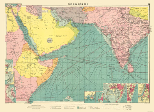 Historic Map - Asia Arabian Sea Region - Philip 1905 - 31.57 x 23 - Vintage Wall Art