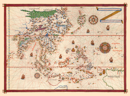 Historic Map - East Asia - Martines 1587 - 31.14 x 23 - Vintage Wall Art