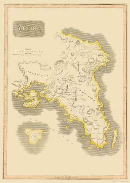 Historic Map - Greece Attica Region - Thomson 1815 - 23 x 32.36 - Vintage Wall Art