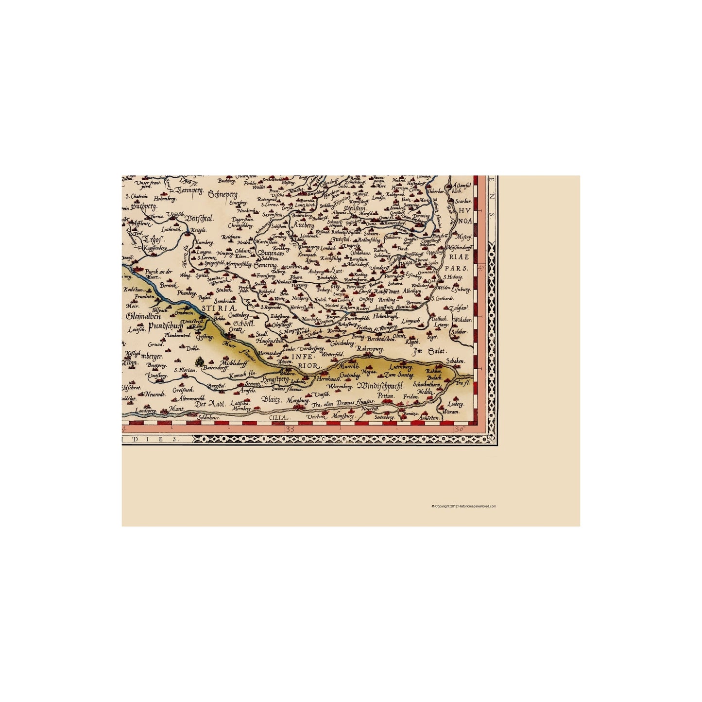 Historic Map - Austria - Ortelius 1570 - 23 x 30.05 - Vintage Wall Art