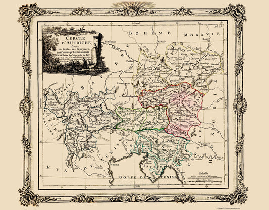 Historic Map - Austria Provinces - Tour 1786 - 23 x 29.46 - Vintage Wall Art