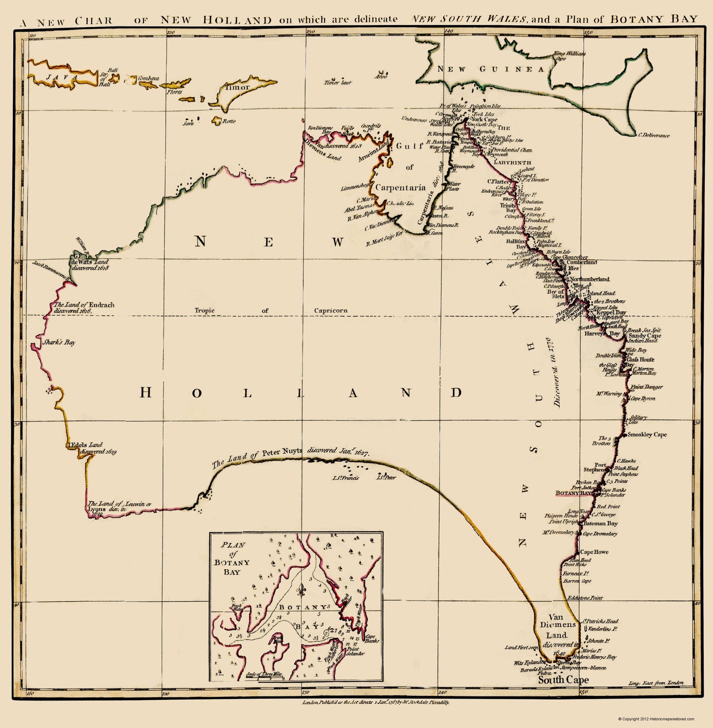 Historic Map - New Holland Australia - Stockdale 1767 - 23 x 23.50 - Vintage Wall Art