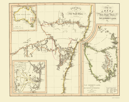 Historic Map - New South Wales Australia - Thomson 1821 - 23 x 29 - Vintage Wall Art