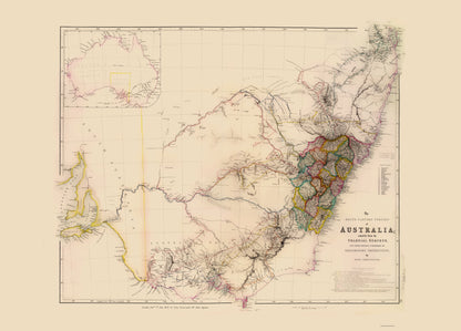 Historic Map - Australia Southeast - Arrowsmith 1844 - 23 x 31.95 - Vintage Wall Art