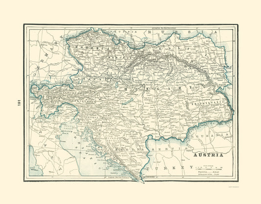 Historic Map - Austria Hungary - Rathbun 1893 - 23 x 29.44 - Vintage Wall Art