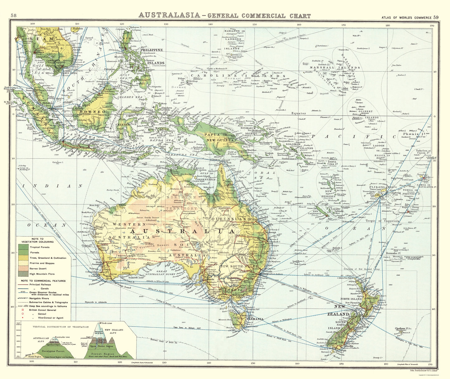 Historic Map - Australia Commercial Chart - Newnes 1907 - 23 x 27.29 - Vintage Wall Art