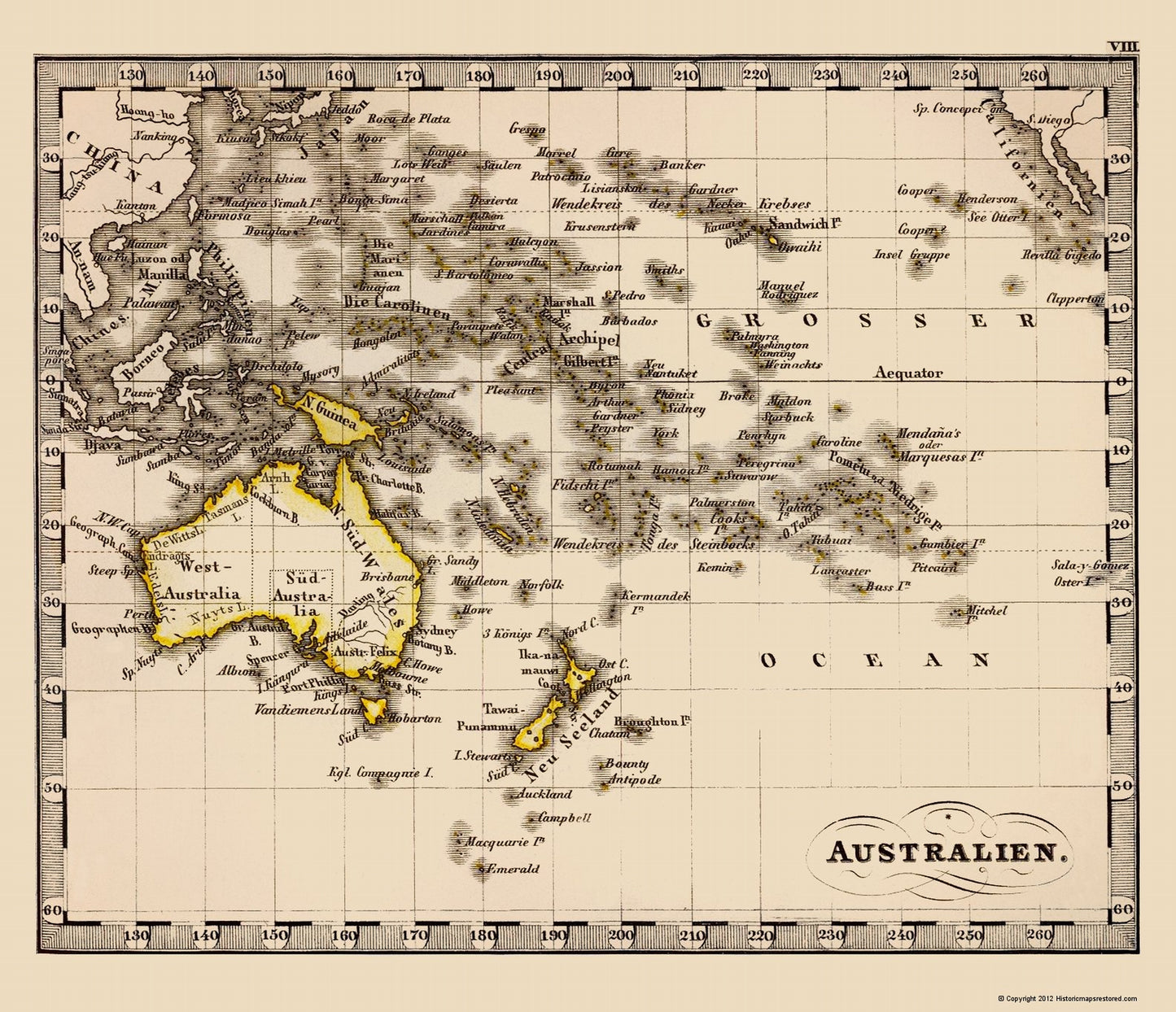 Historic Map - Australia - Stieler 1852 - 23 x 26.71 - Vintage Wall Art