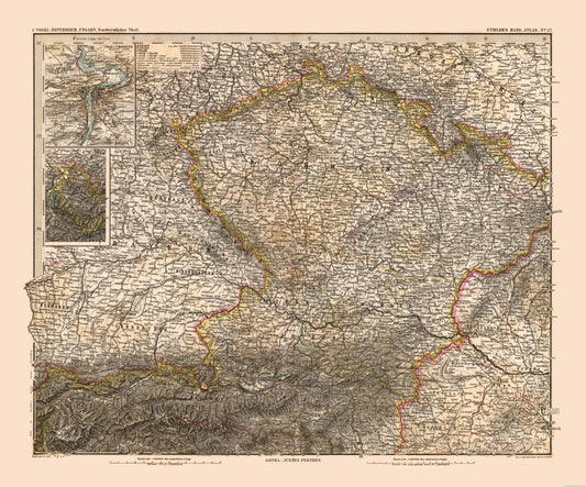 Historic Map - Austria Hungary Northwest - Stieler  1885 - 27.70  x  23 - Vintage Wall Art