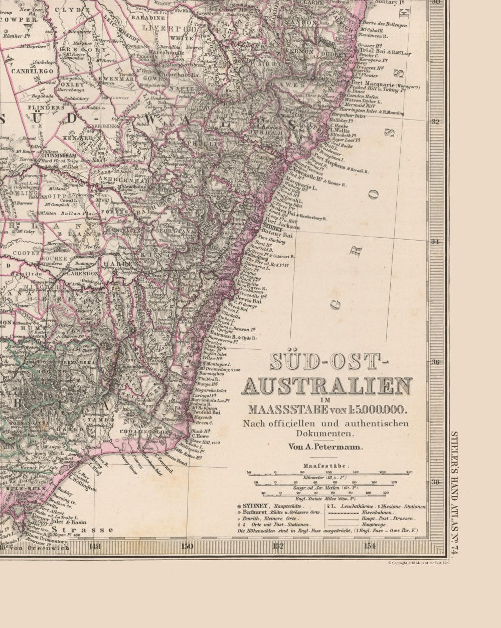 Historic Map - Australia Southeast - Stieler  1885 - 23 x 28.79 - Vintage Wall Art